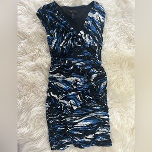 BCBGMaxAzria Black and Blue Abstract Mini Dress